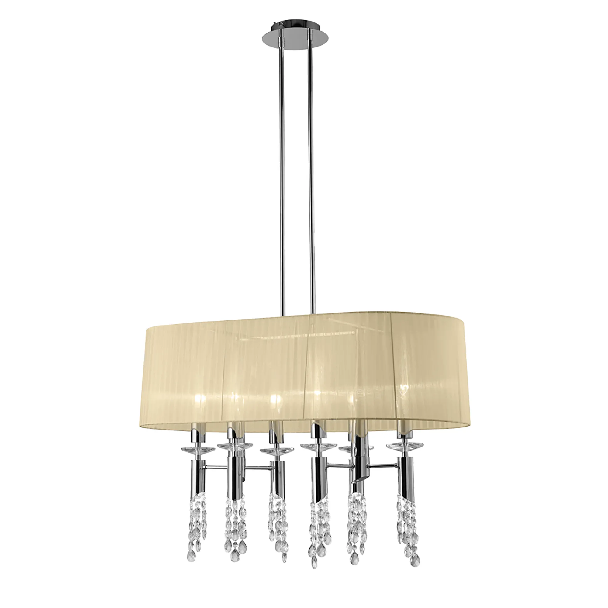 Tiffany Crystal Pendant 6+6 Light Polished Chrome M3853/CS  Mantra Tiffany Polished Chrome-Cream